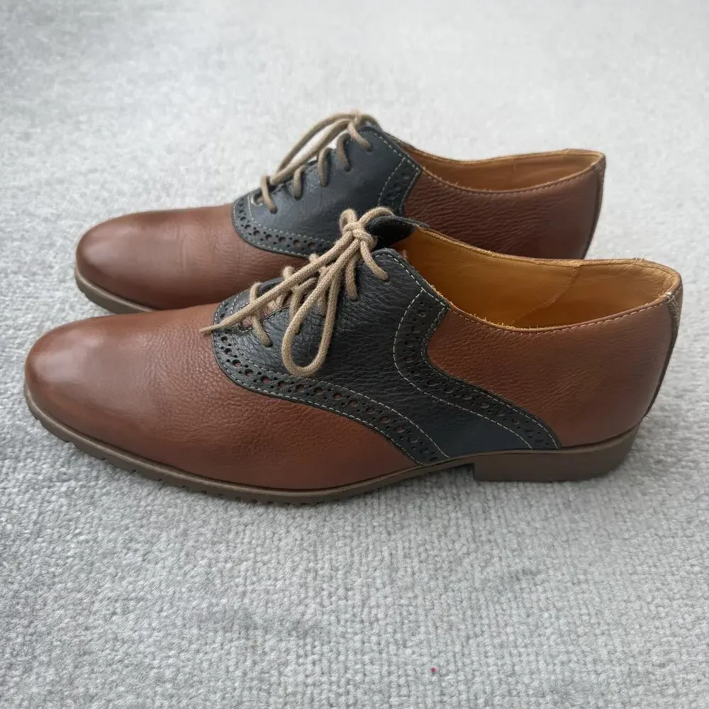 Clarks Shoes Mens Size 9 Brown Two Tone Leather Saddle Oxford Lace Up Casual